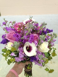 Bridal Clutch Bouquet In Purple and Cream from your Sebring, Florida florist