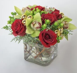 Cube of Orchids and Roses from your Sebring, Florida florist