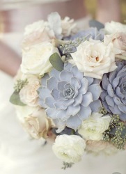 Bridal Clutch of Succulents and Roses from your Sebring, Florida florist