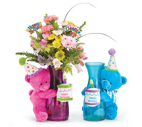 Birthday Bear Musical With Spring Flowers from your Sebring, Florida florist