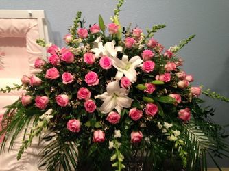Pink and White Casket Spray from your Sebring, Florida florist