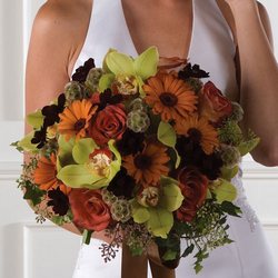 Cymbidium & Gerbera Daisy Autumn Bridal Bouquet from your Sebring, Florida florist