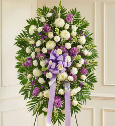 Lavender and White Standing Spray from your Sebring, Florida florist
