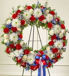 Red White and Blue Standing Wreath from your Sebring, Florida florist