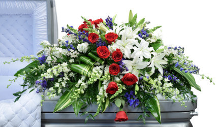 Red White And Blue Casket Spray from your Sebring, Florida florist