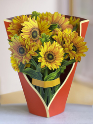 Sunflower Fields Vase Pop Up Card from your Sebring, Florida florist