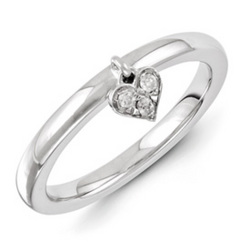 Sterling Silver Heart Diamond Dangle Ring from your Sebring, Florida florist