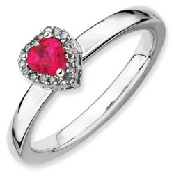 Sterling Silver Created Ruby/Diamond Ring from your Sebring, Florida florist