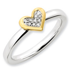 Sterling Heart Diamond/Vermeil Ring from your Sebring, Florida florist