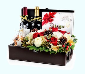Wine and Christmas Flowers from your Sebring, Florida florist